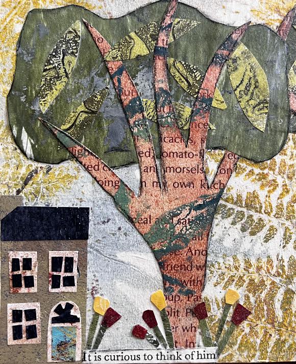 Small Village with Tree Original Collage