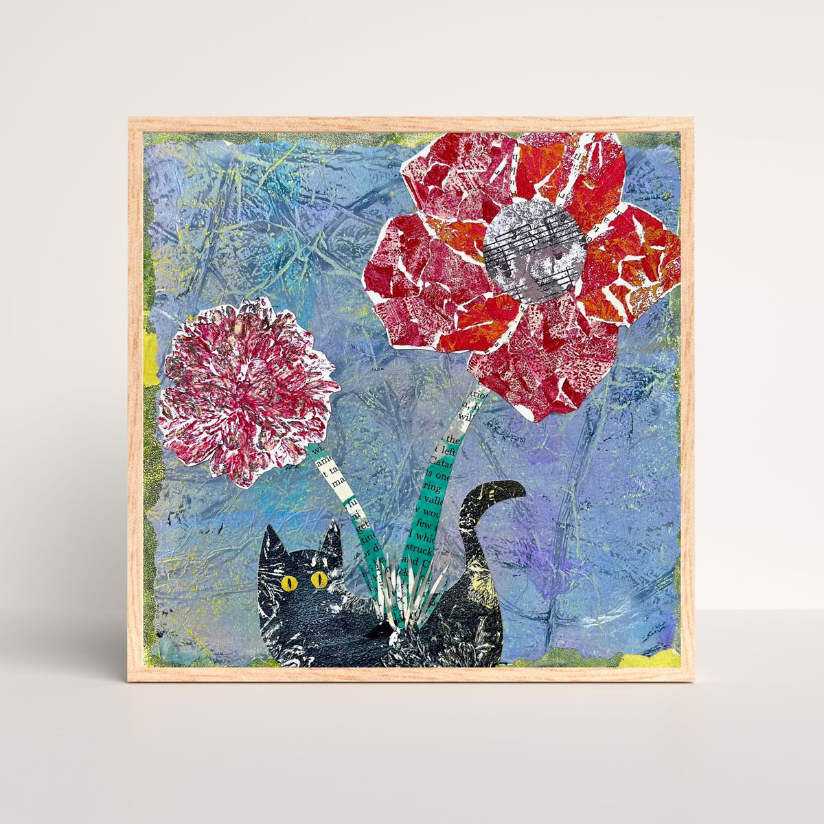 Cat with Flowers Print