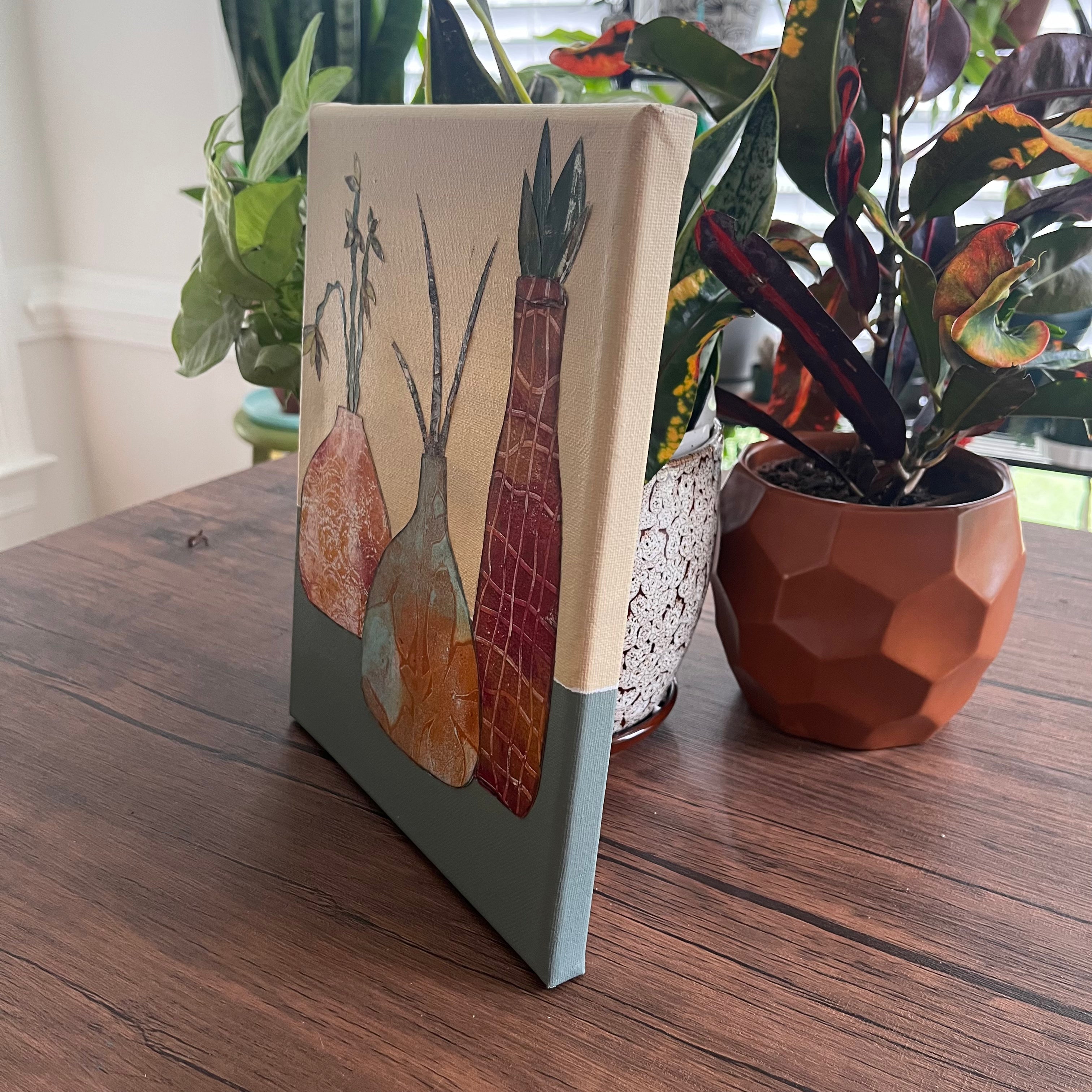 Vases with Flowers - Orange/Purple