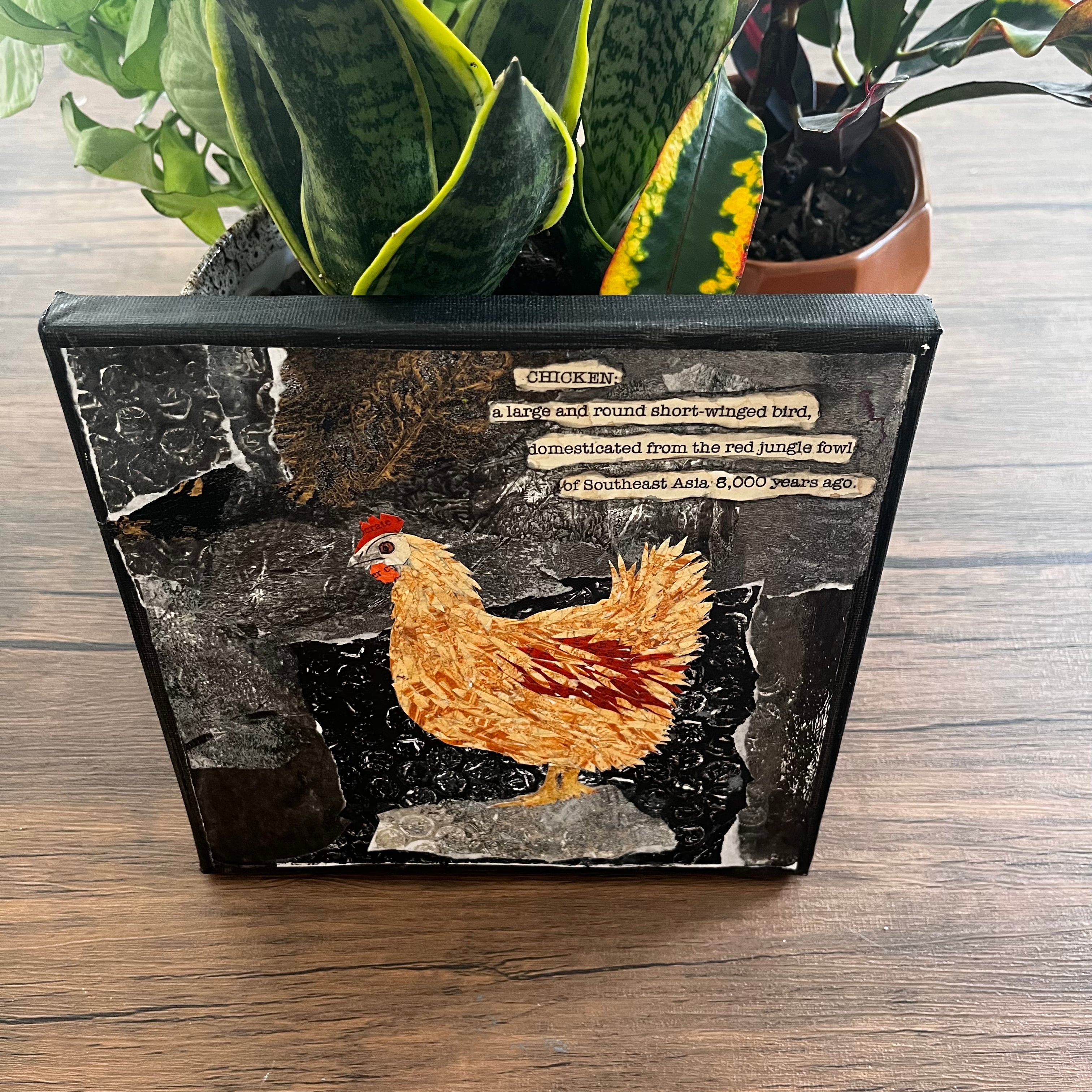 Feathered Friend Chicken Original Collage