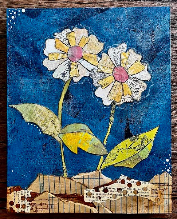 Funky Flowers Original Collage