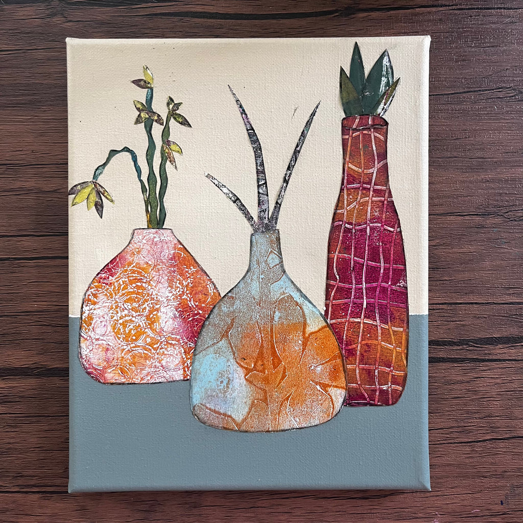Vases with Flowers - Orange/Purple