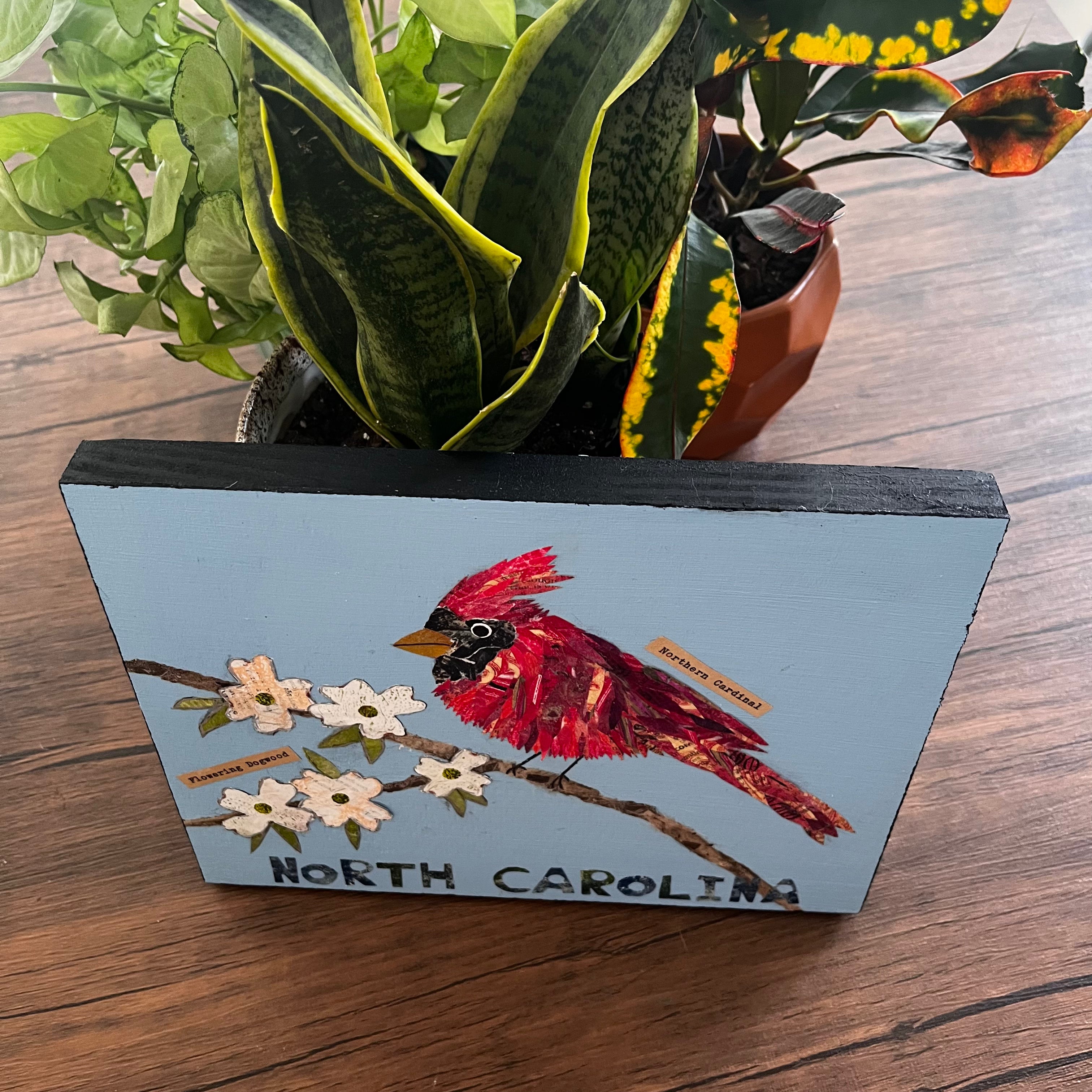 Carolina Cardinal and Dogwood Original Collage
