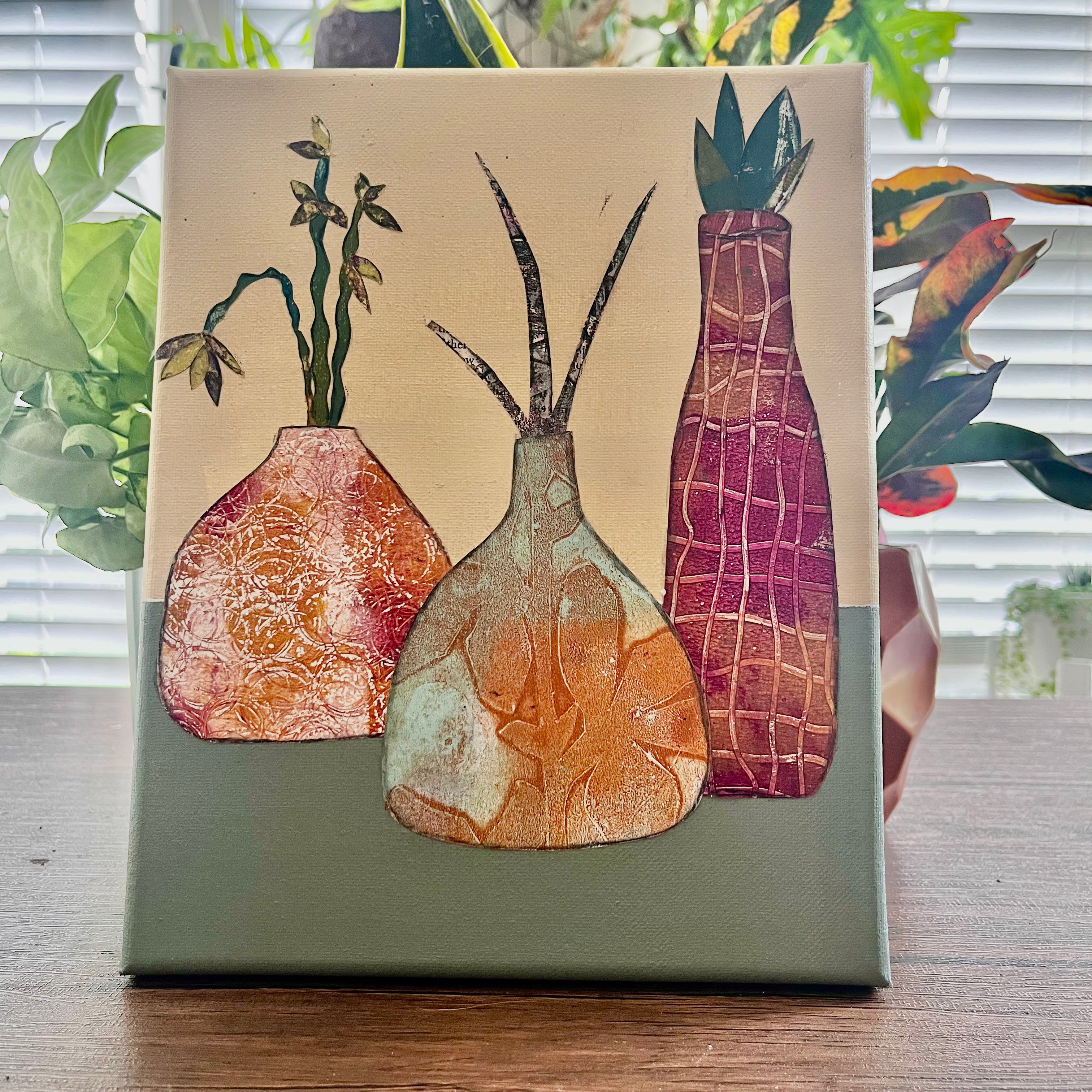 Vases with Flowers - Orange/Purple