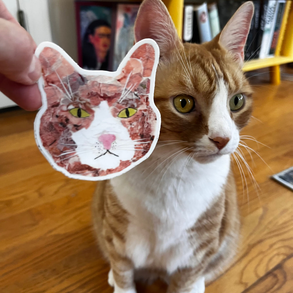 Orange Cat Head Sticker