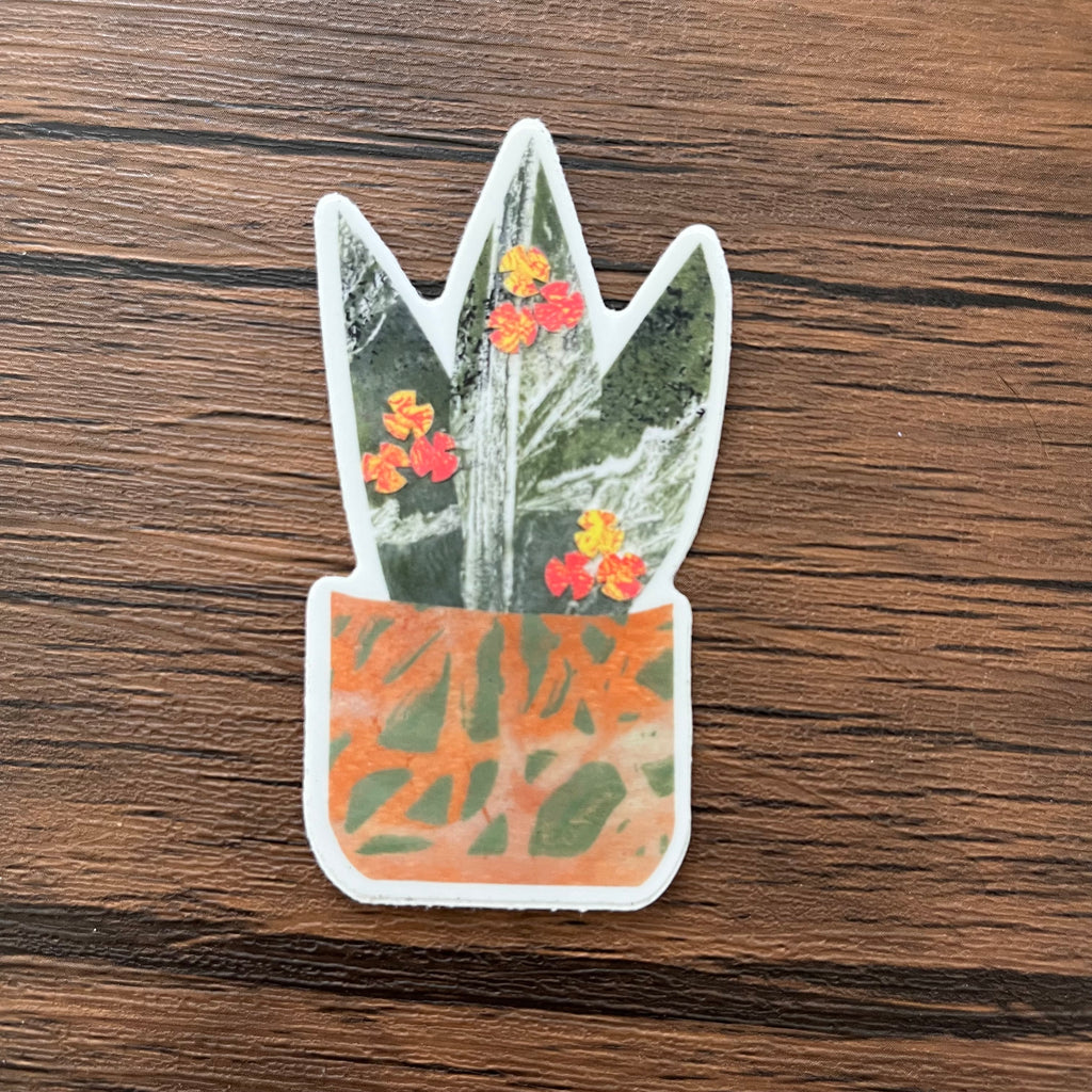 Succulent Plant with Flowers Sticker