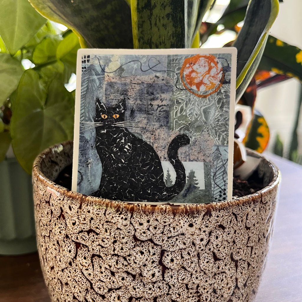Black Cat Sticker - Square
