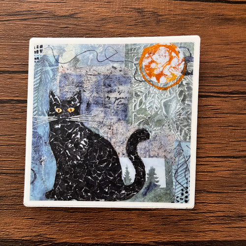 Black Cat Sticker - Square