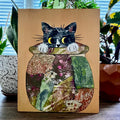 Cat in Pot Original Collage