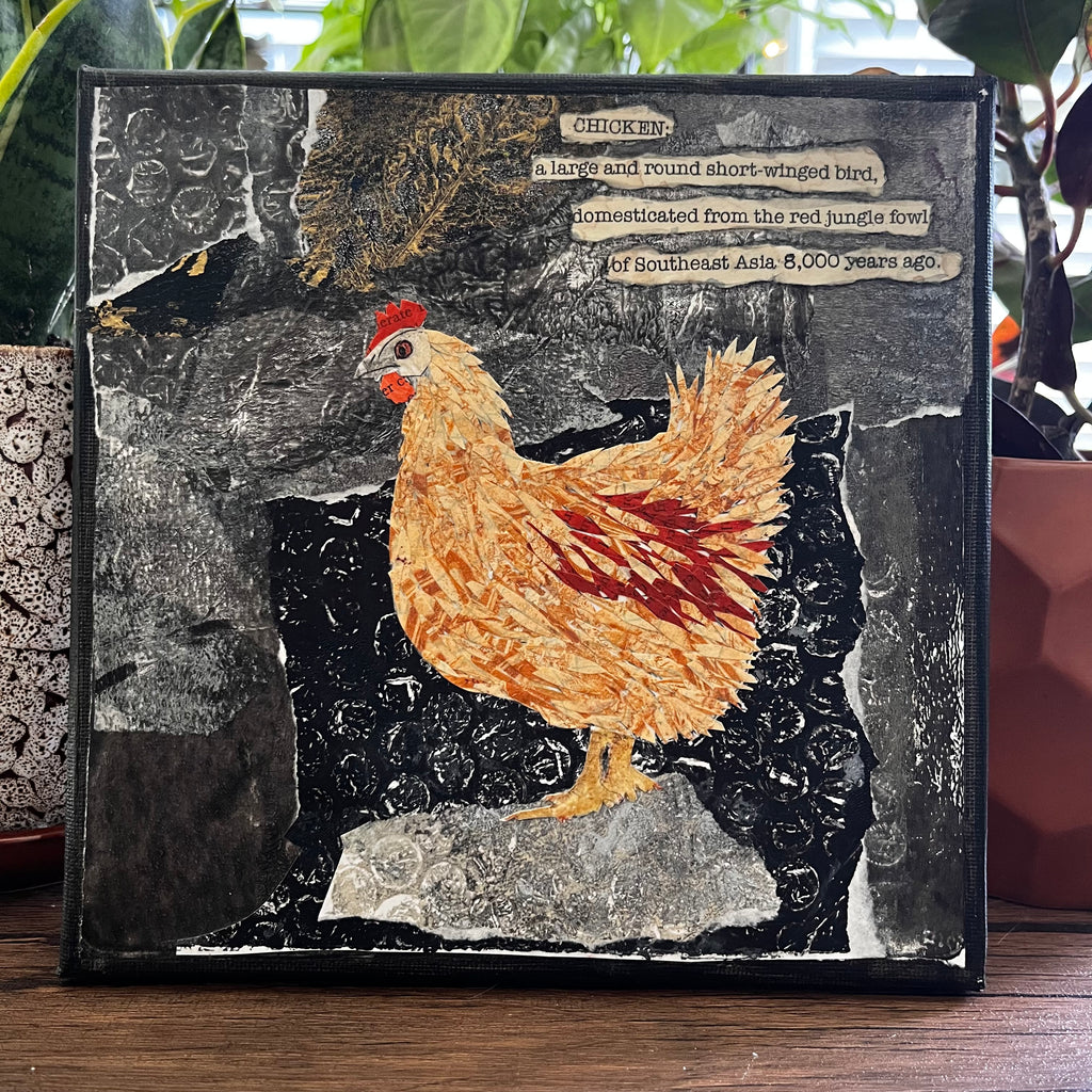 Feathered Friend Chicken Original Collage