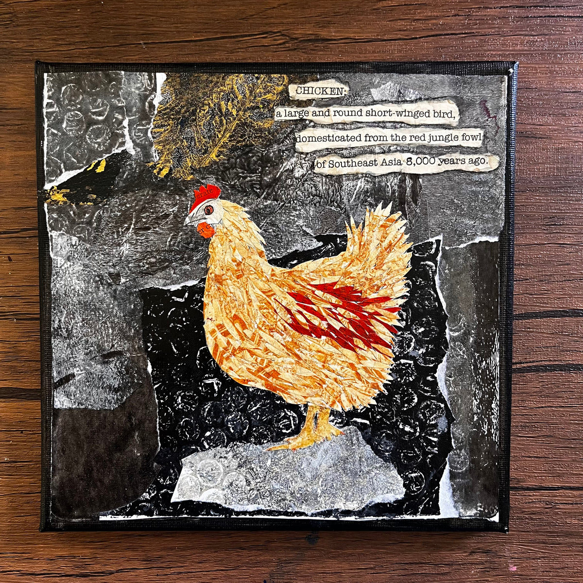 Feathered Friend Chicken Original Collage