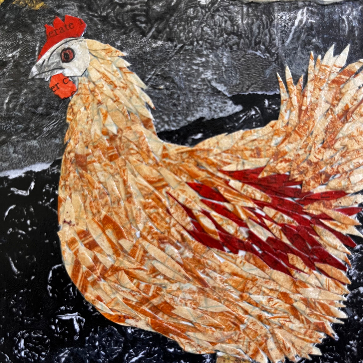 Feathered Friend Chicken Original Collage